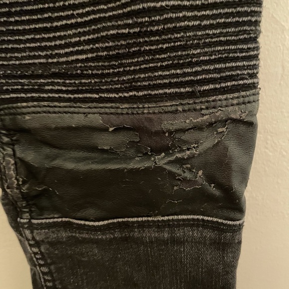 Black Vigoss Ribbed Jeans With Faux Leather Size 26 - Picture 5 of 5